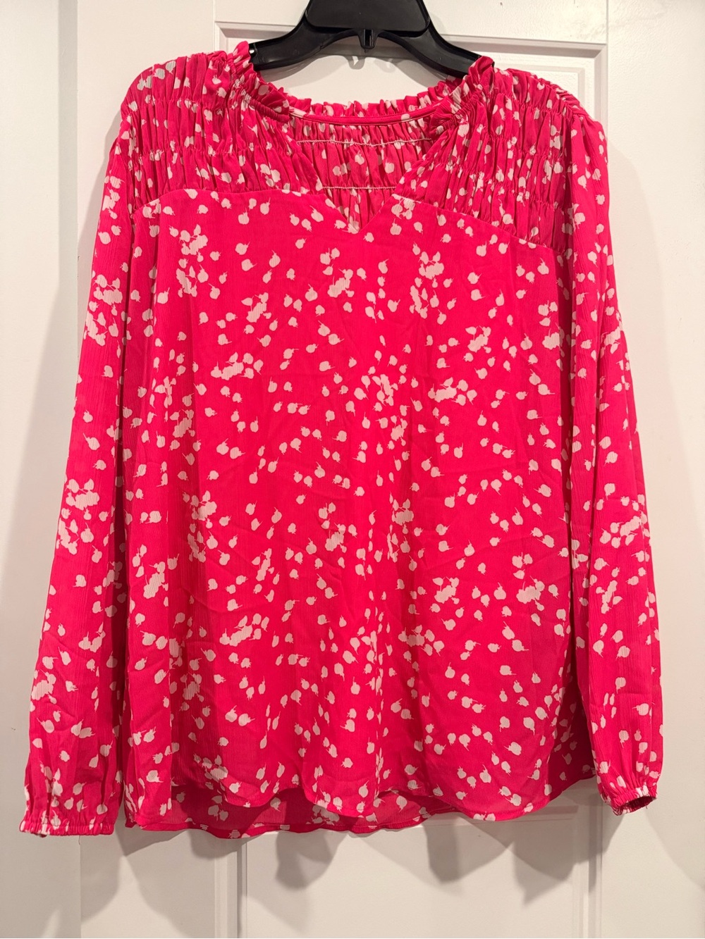 Womens Pink Printed Long-Sleeve Blouse